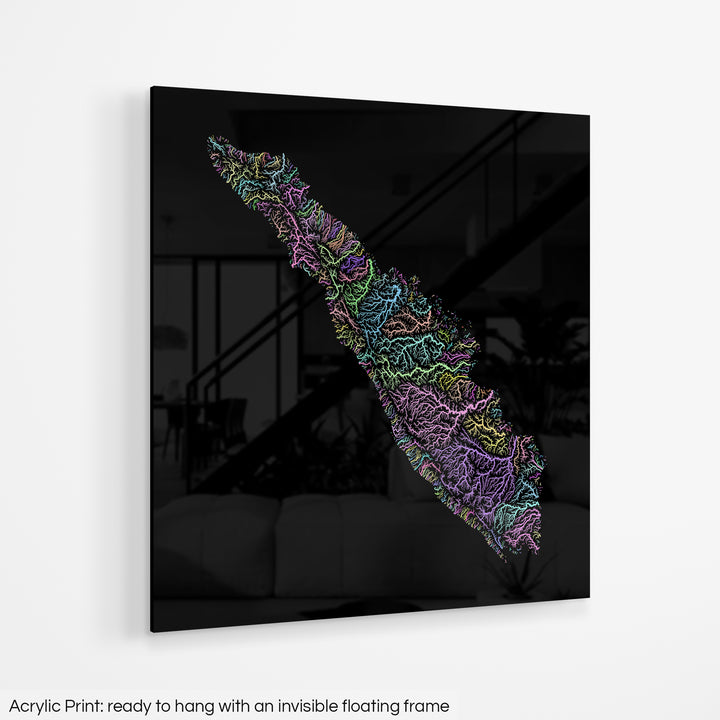 Sumatra - River basin map, pastel colours - Wall Art