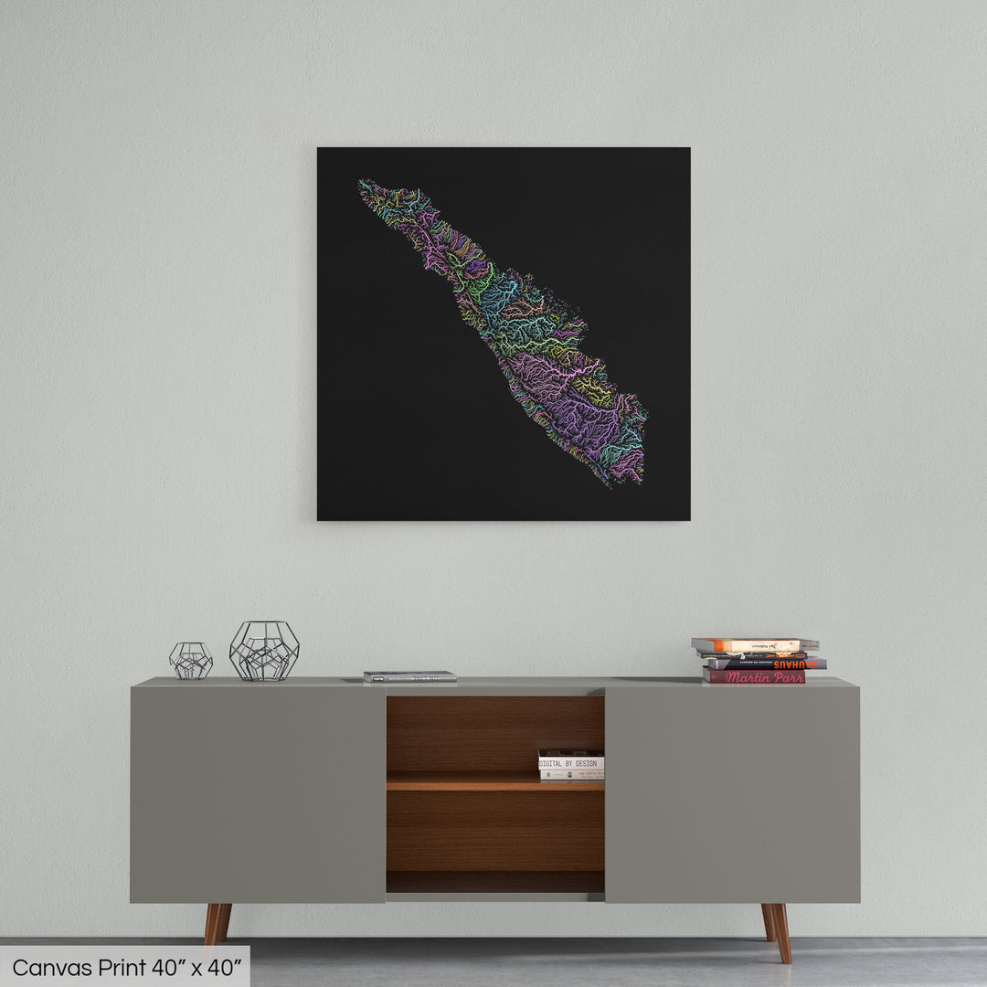 Sumatra - River basin map, pastel colours - Wall Art