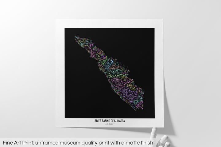 Sumatra - River basin map, pastel colours - Wall Art