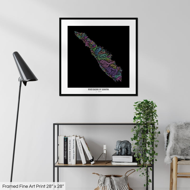 Sumatra - River basin map, pastel colours - Wall Art