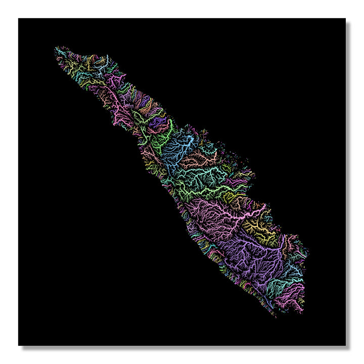 Sumatra - River basin map, pastel colours - Wall Art