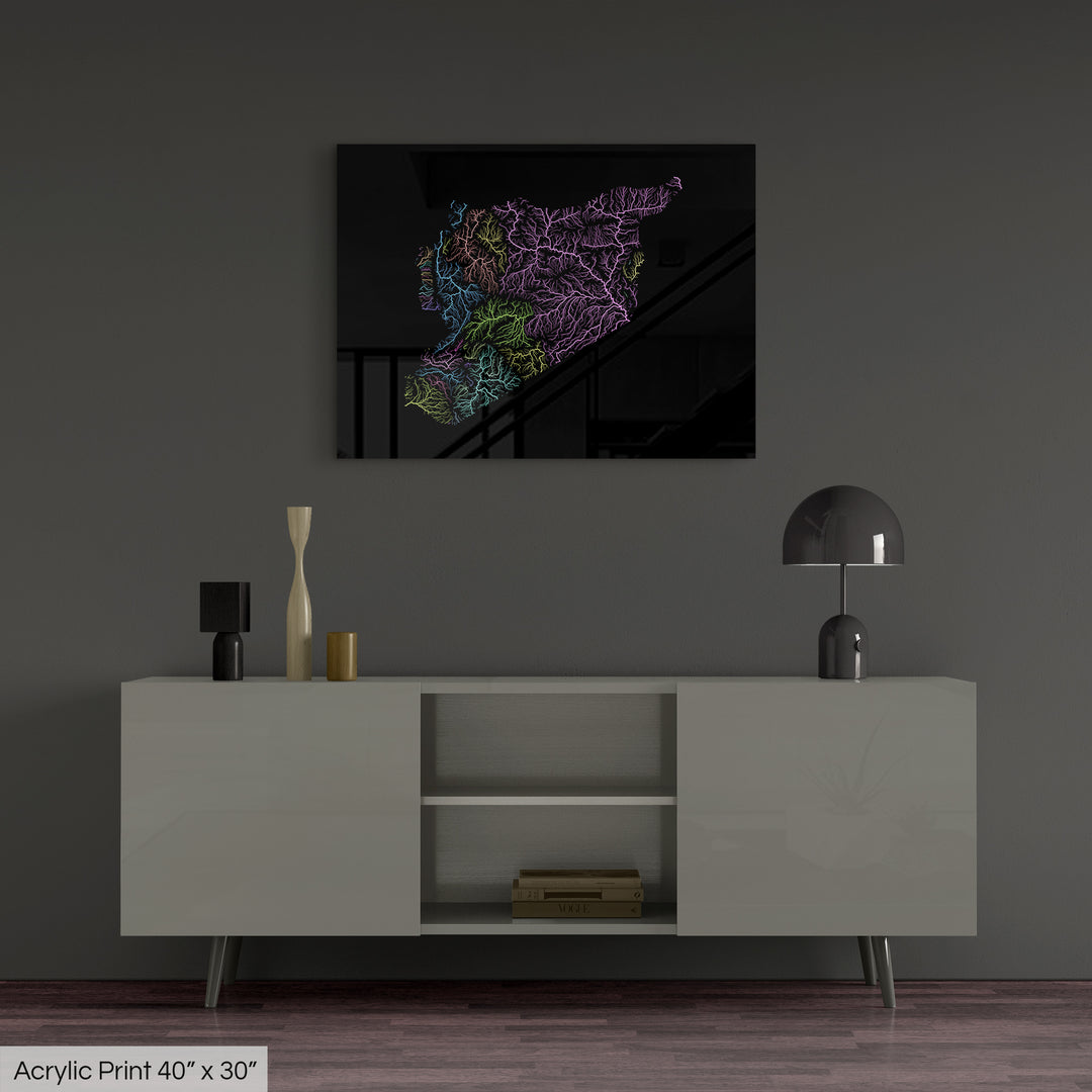 Syria - River basin map, pastel colours - Wall Art
