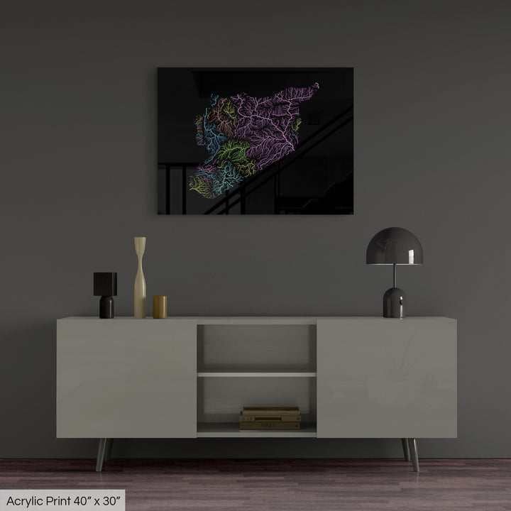 Syria - River basin map, pastel colours - Wall Art
