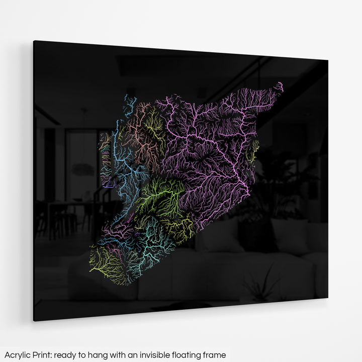 Syria - River basin map, pastel colours - Wall Art