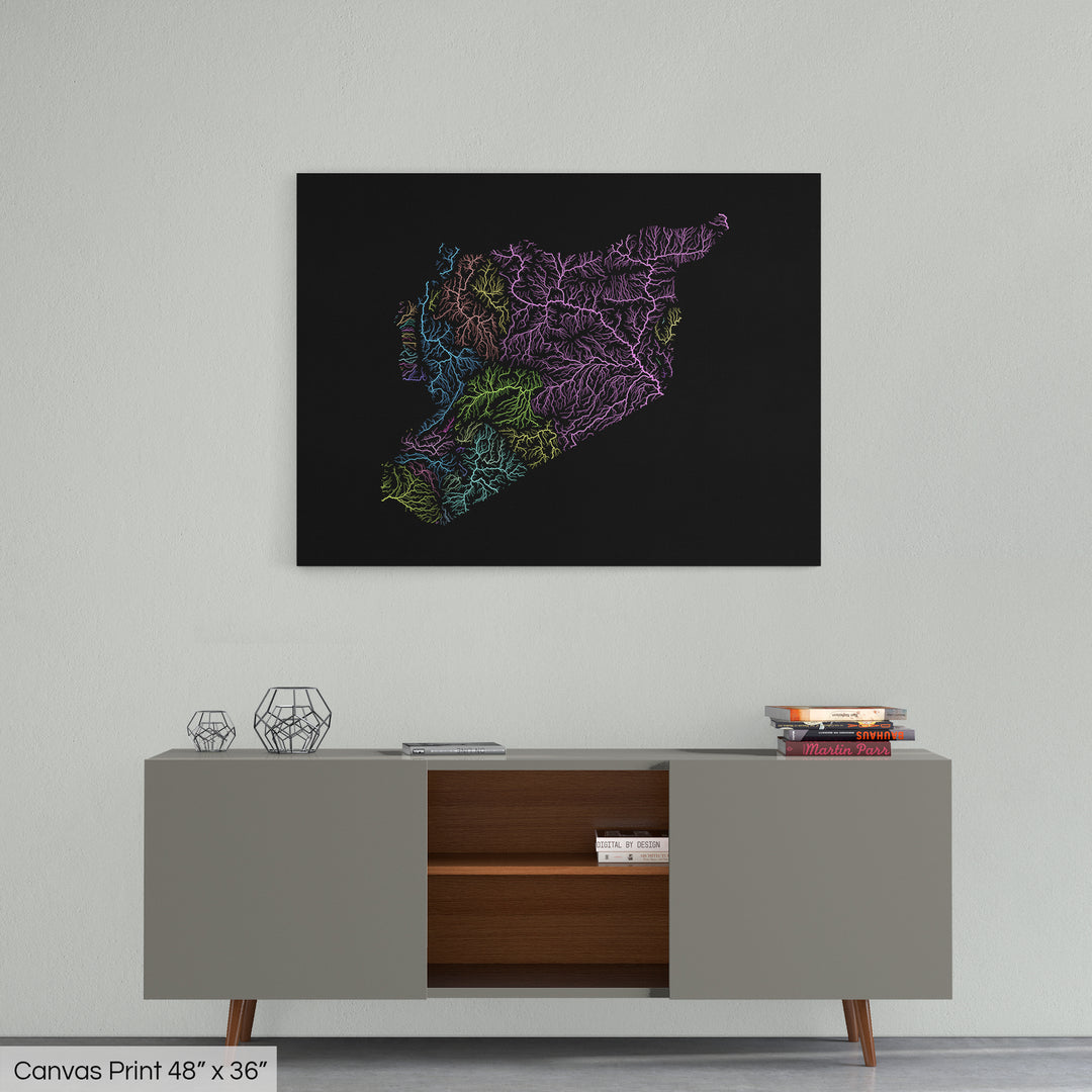 Syria - River basin map, pastel colours - Wall Art