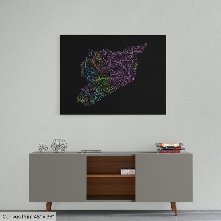 Syria - River basin map, pastel colours - Wall Art