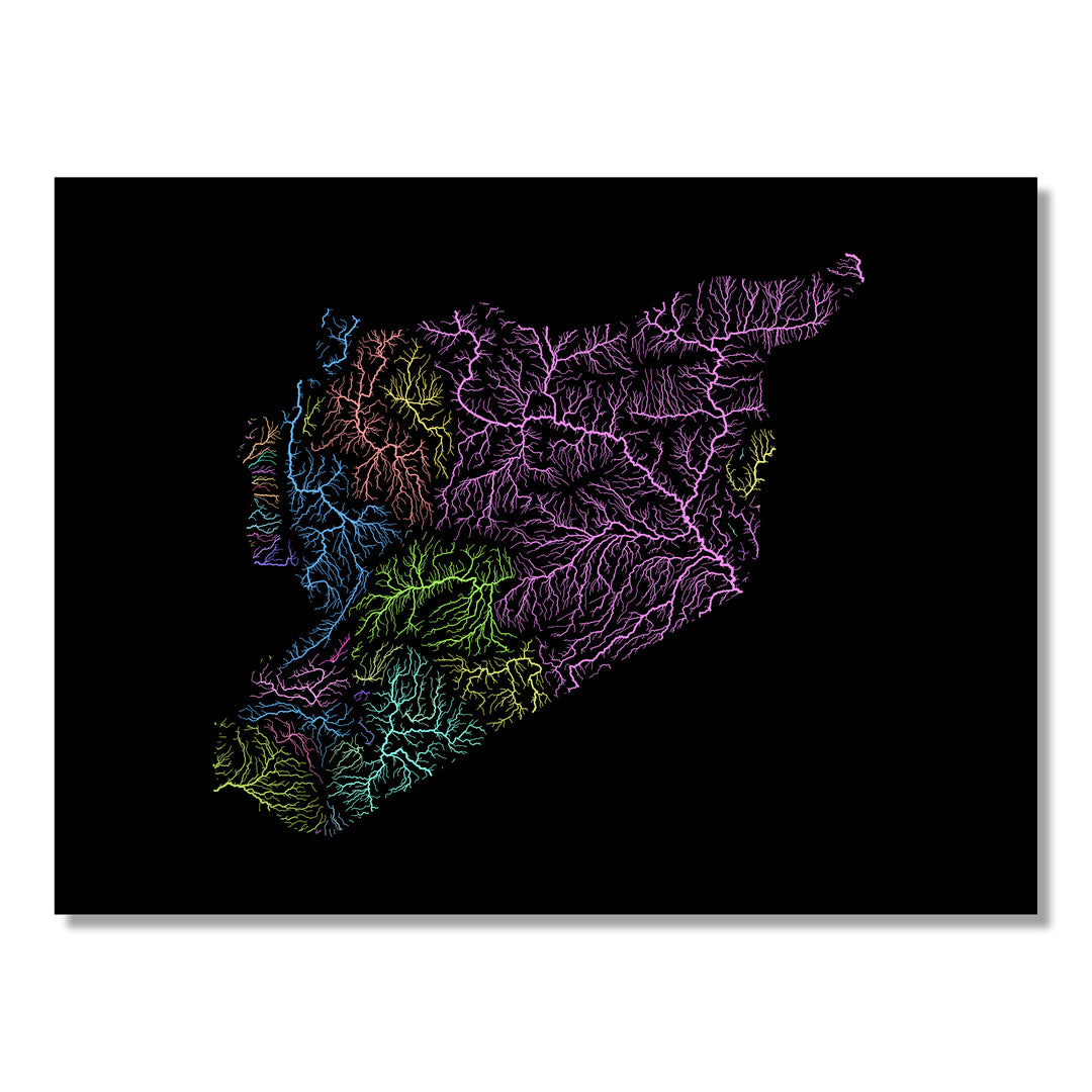 Syria - River basin map, pastel colours - Wall Art