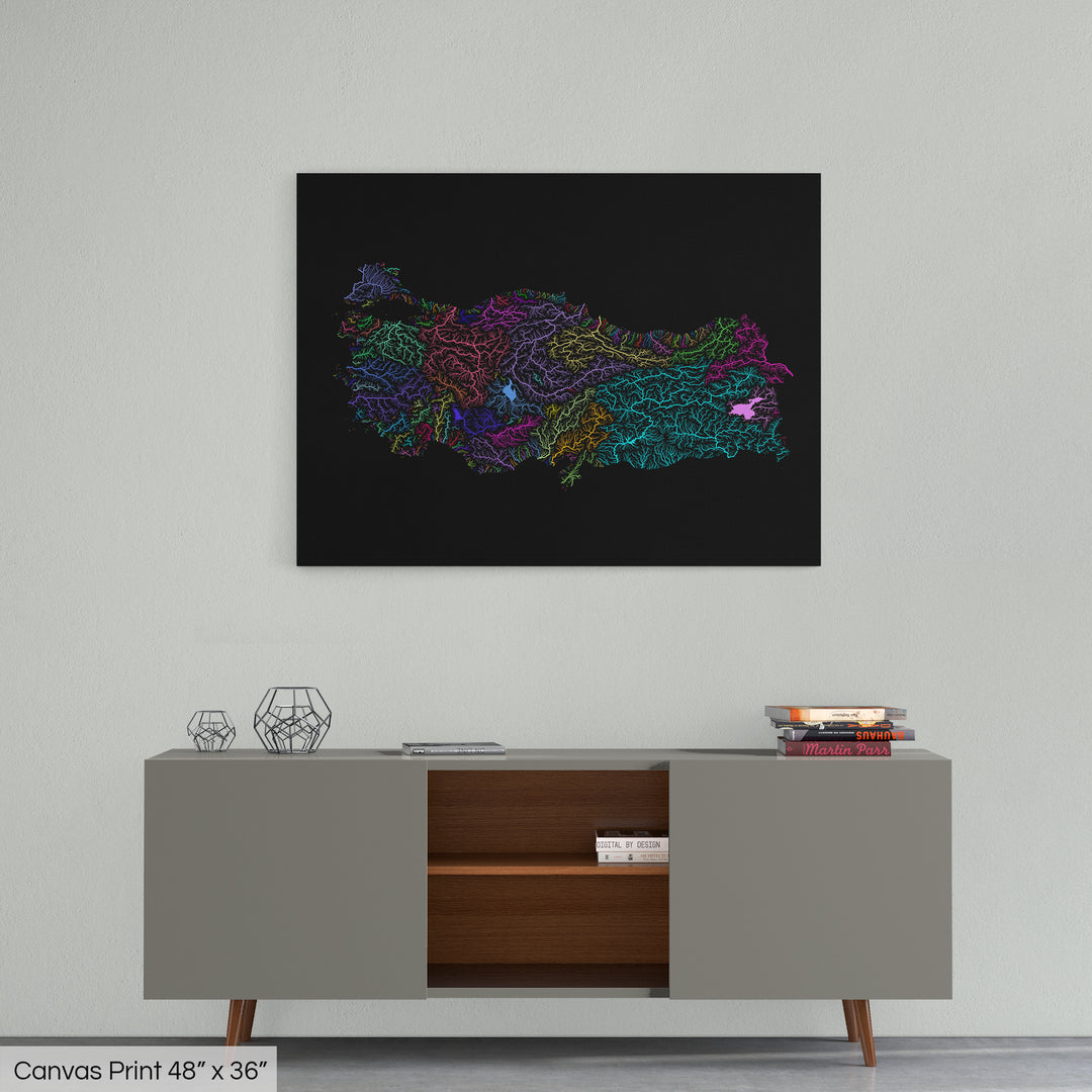Turkiye - River basin map, rainbow colours - Wall Art