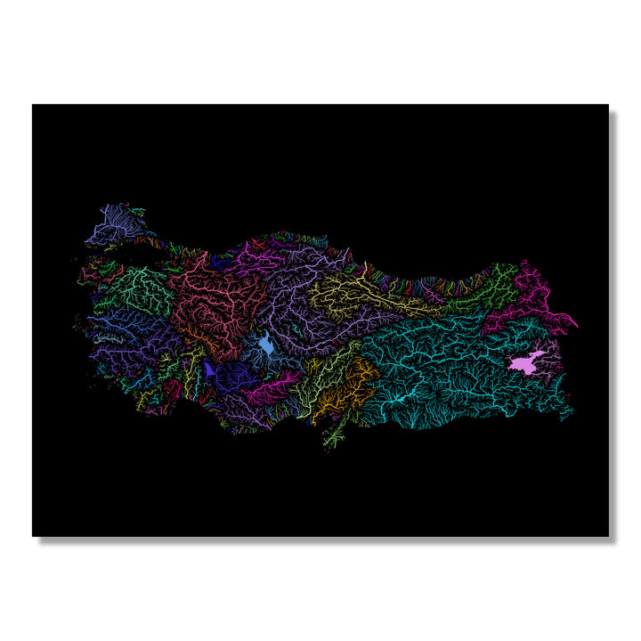 Turkiye - River basin map, rainbow colours - Wall Art