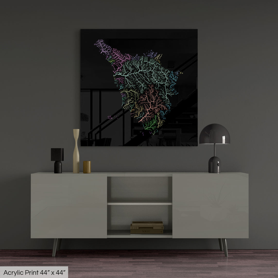 Tuscany - River basin map, pastel colours - Wall Art
