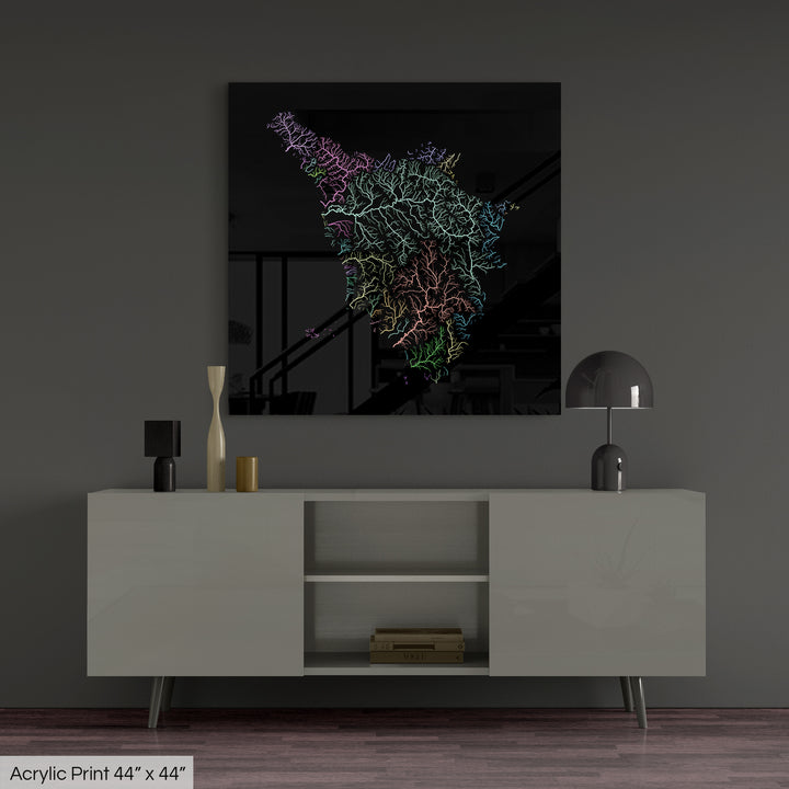 Tuscany - River basin map, pastel colours - Wall Art