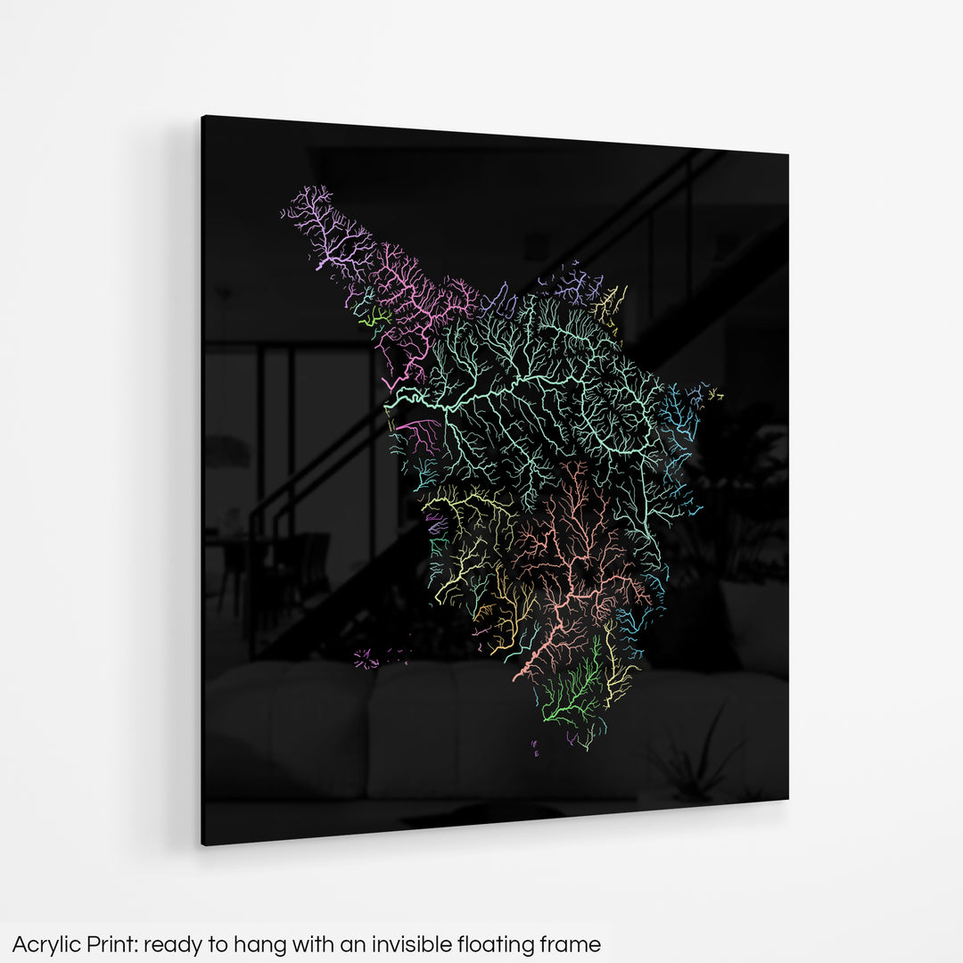 Tuscany - River basin map, pastel colours - Wall Art