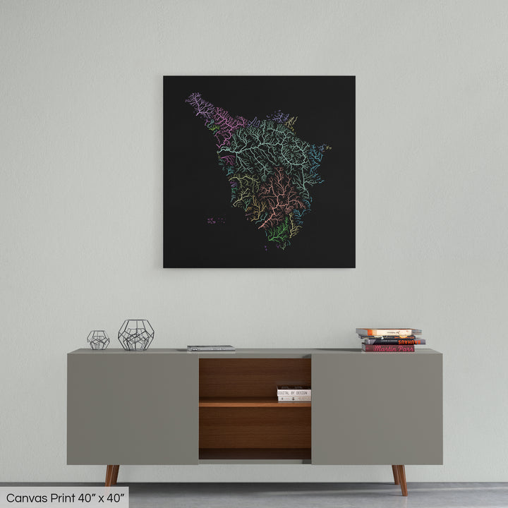 Tuscany - River basin map, pastel colours - Wall Art