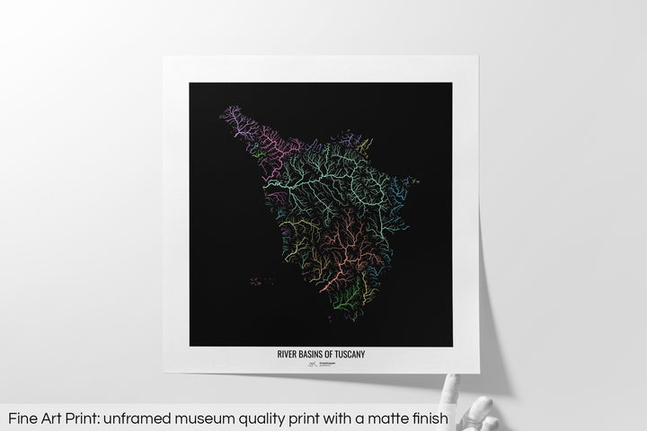 Tuscany - River basin map, pastel colours - Wall Art