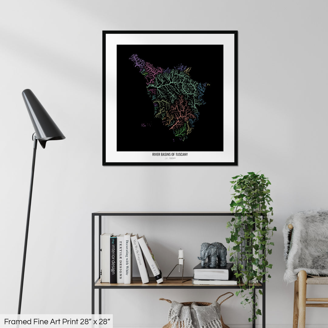 Tuscany - River basin map, pastel colours - Wall Art
