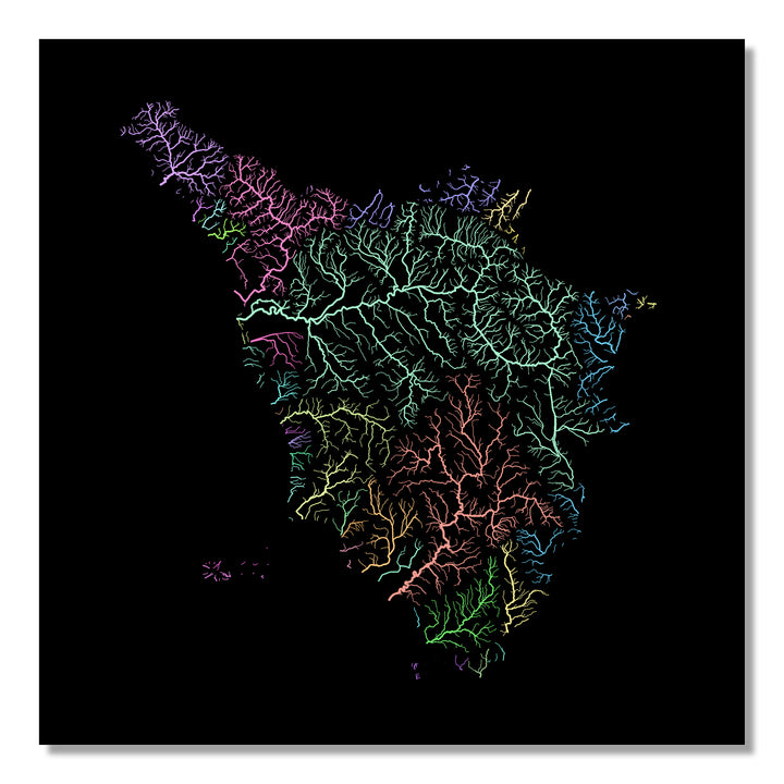 Tuscany - River basin map, pastel colours - Wall Art