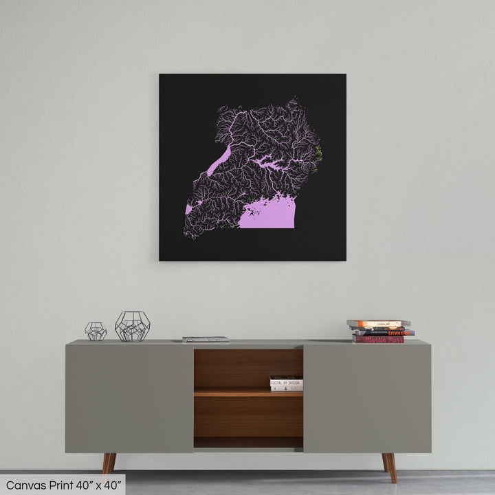 Uganda - River basin map, pastel colours - Wall Art