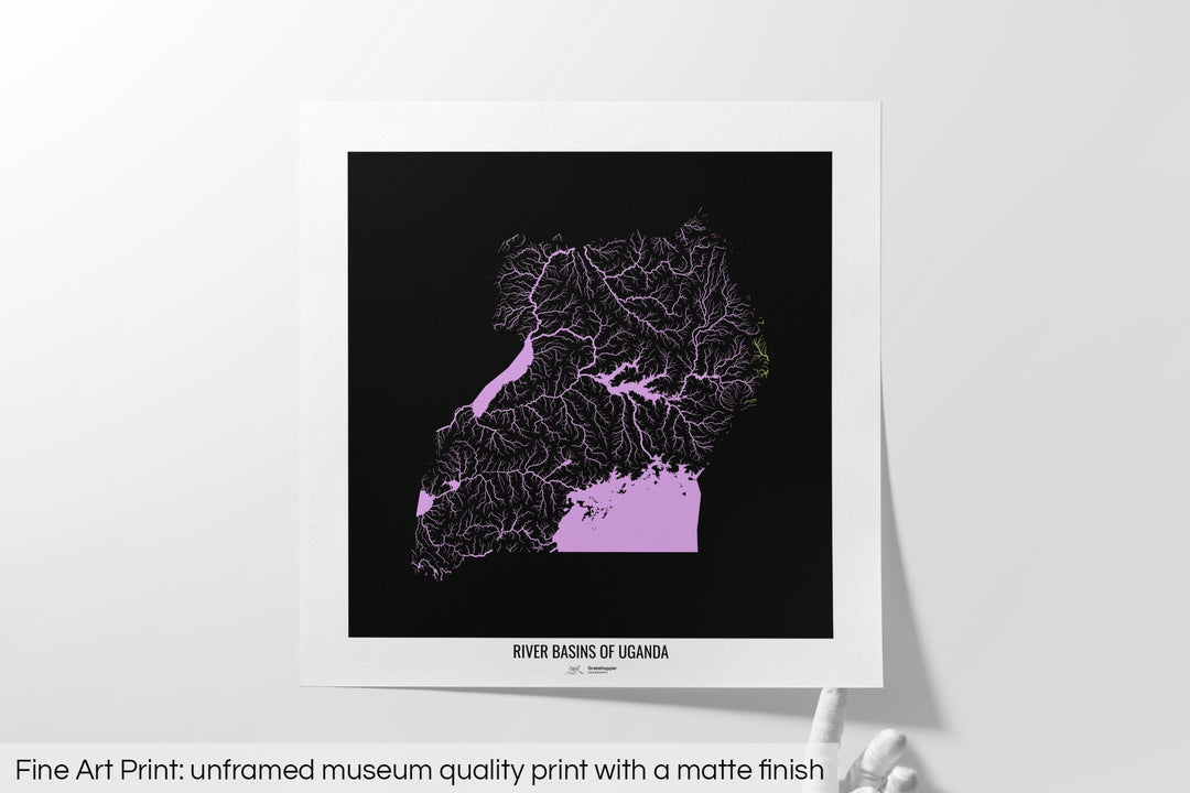 Uganda - River basin map, pastel colours - Wall Art