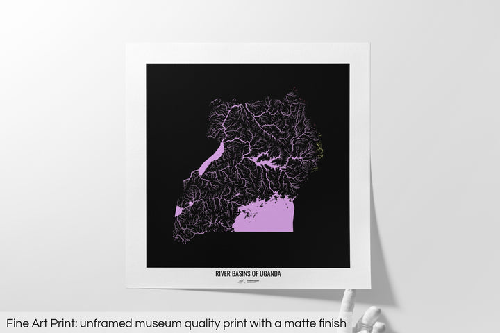 Uganda - River basin map, pastel colours - Wall Art