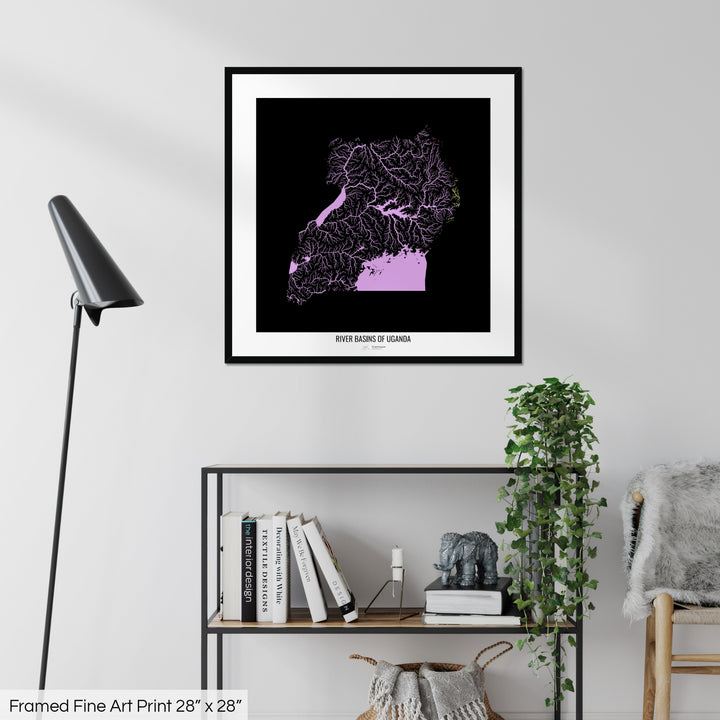 Uganda - River basin map, pastel colours - Wall Art