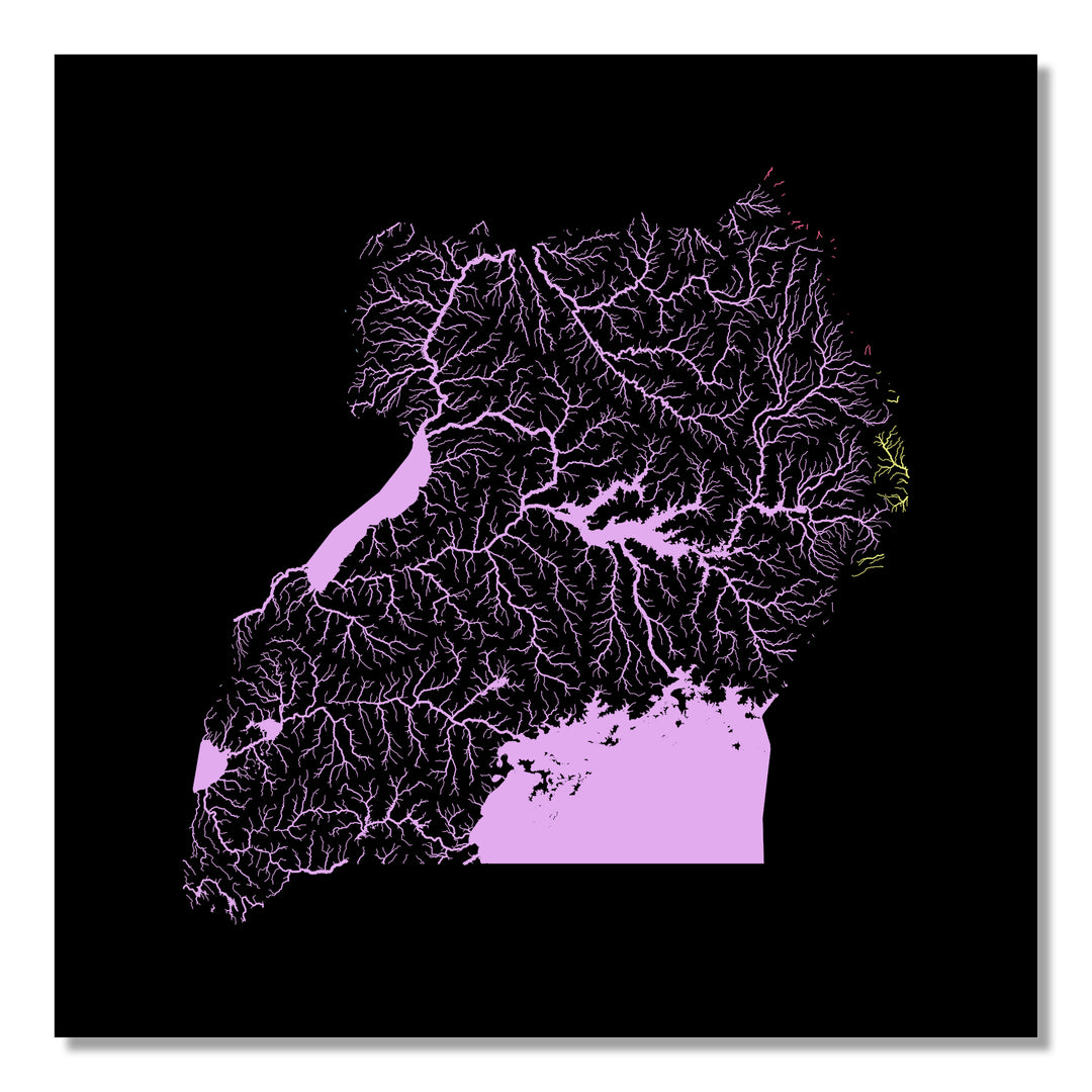 Uganda - River basin map, pastel colours - Wall Art