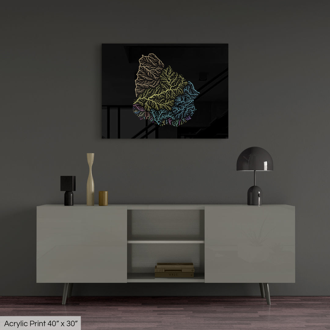 Uruguay - River basin map, pastel colours - Wall Art