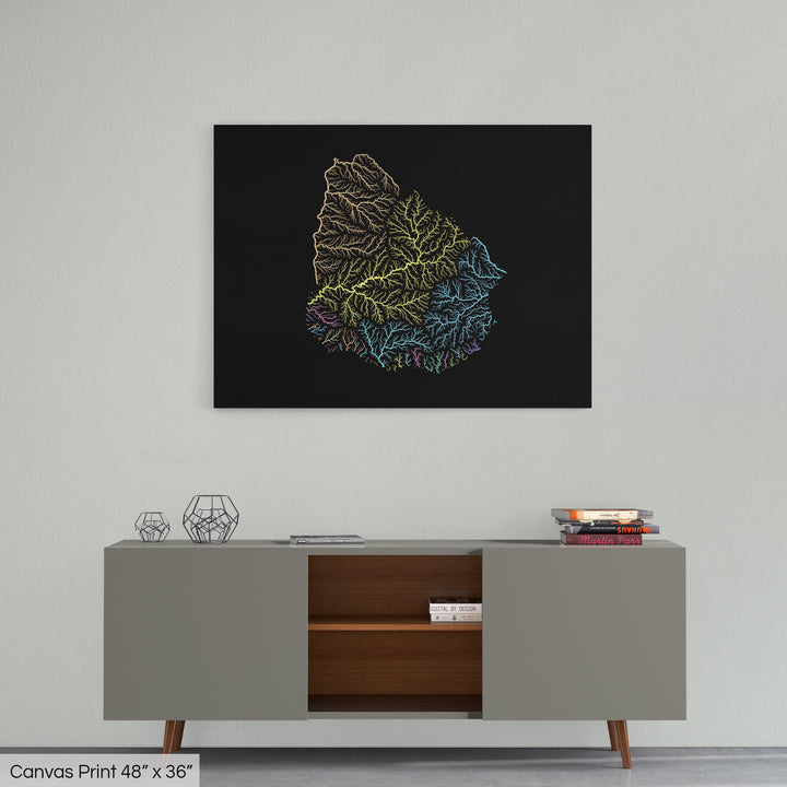 Uruguay - River basin map, pastel colours - Wall Art