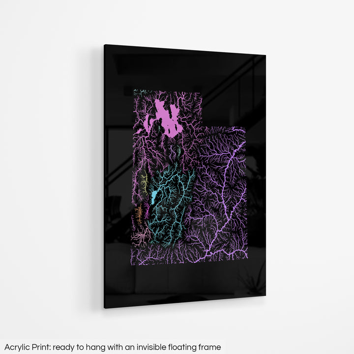 Utah - River basin map, pastel colours - Wall Art
