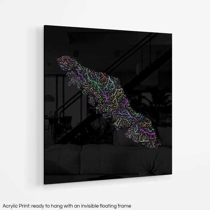 Vancouver Island - River basin map, pastel colours - Wall Art
