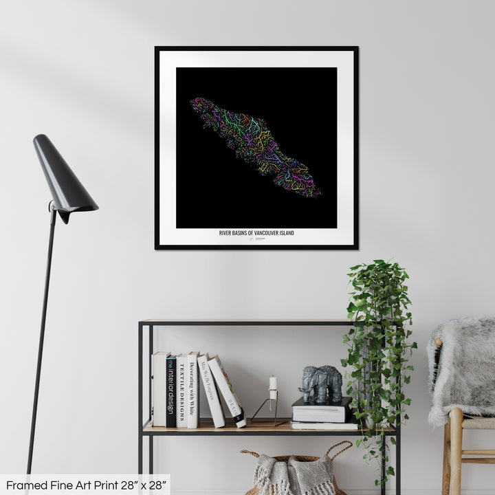 Vancouver Island - River basin map, pastel colours - Wall Art