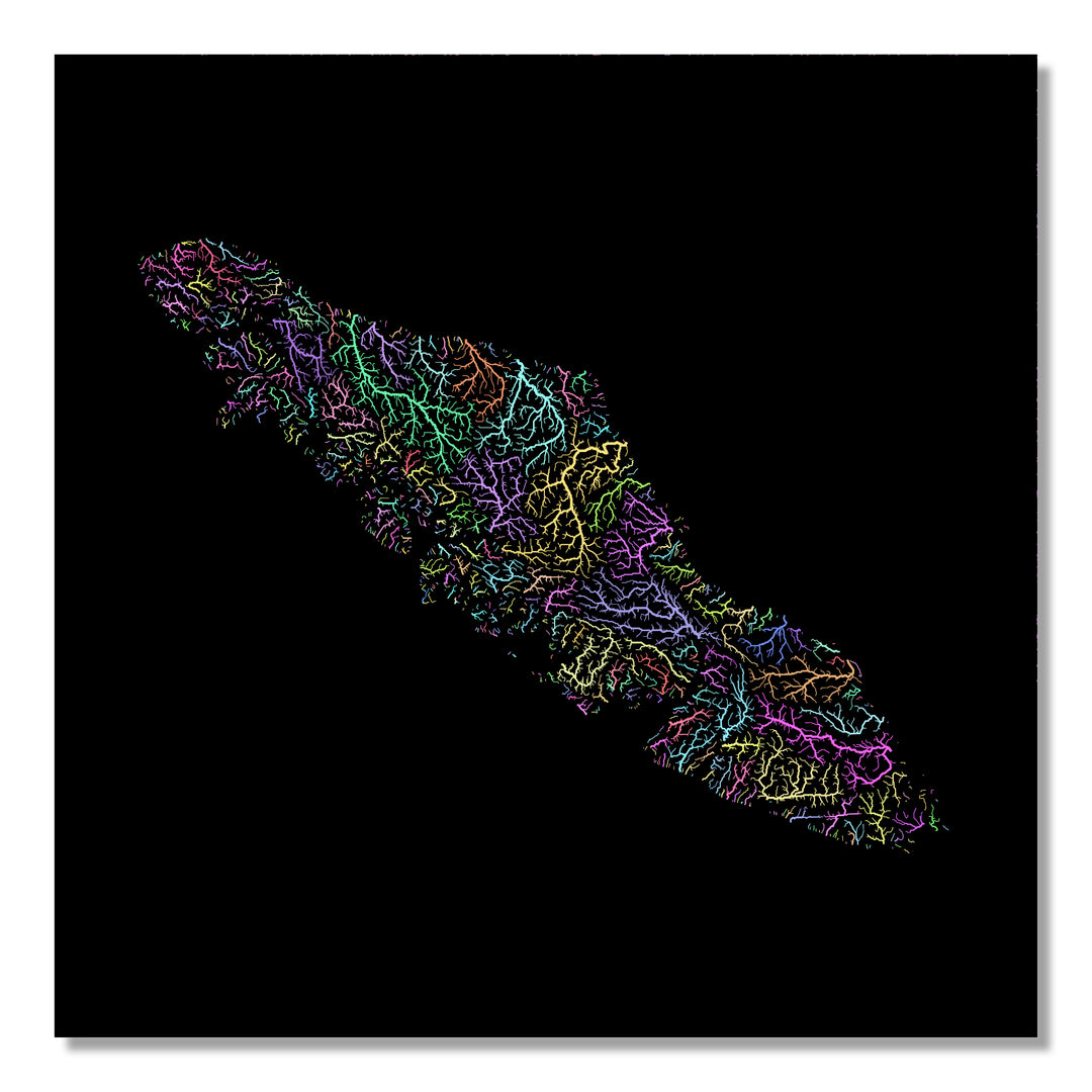 Vancouver Island - River basin map, pastel colours - Wall Art