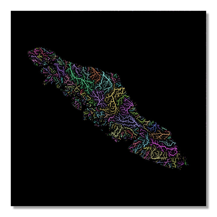 Vancouver Island - River basin map, pastel colours - Wall Art