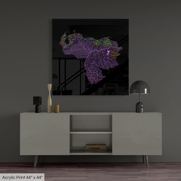 Venezuela - River basin map, pastel colours - Wall Art