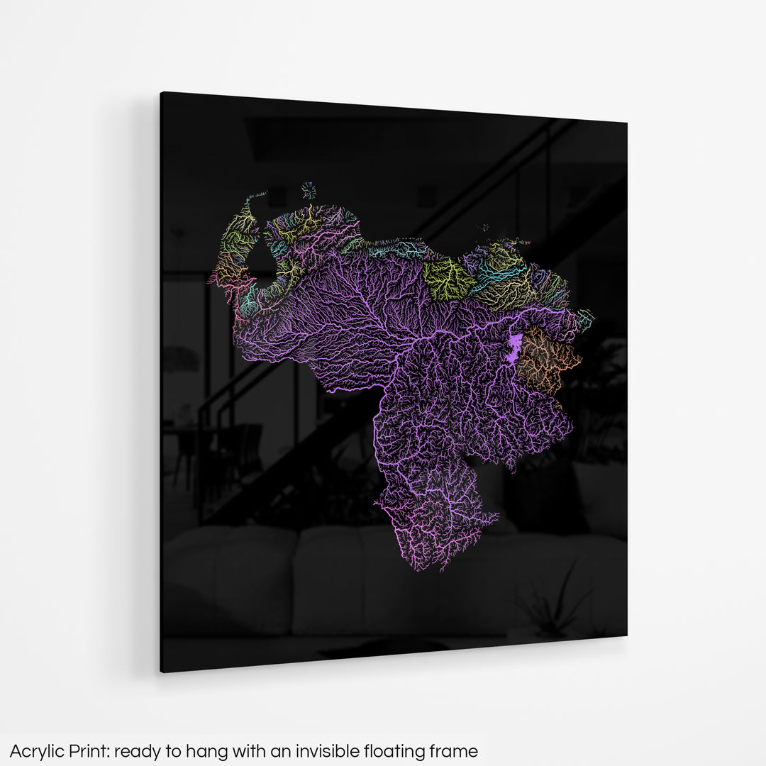Venezuela - River basin map, pastel colours - Wall Art