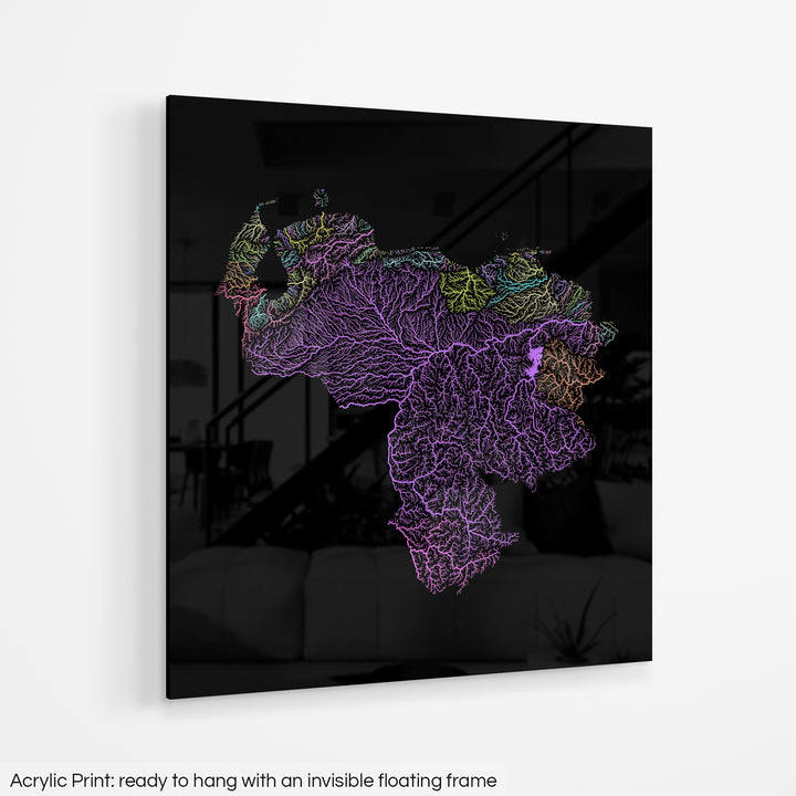 Venezuela - River basin map, pastel colours - Wall Art