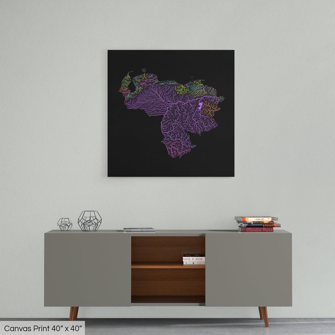 Venezuela - River basin map, pastel colours - Wall Art