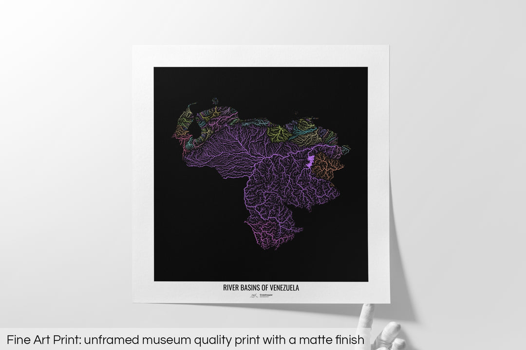 Venezuela - River basin map, pastel colours - Wall Art