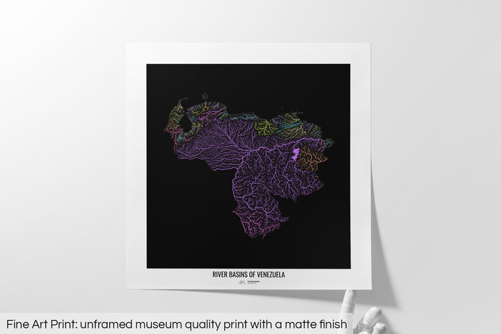 Venezuela - River basin map, pastel colours - Wall Art
