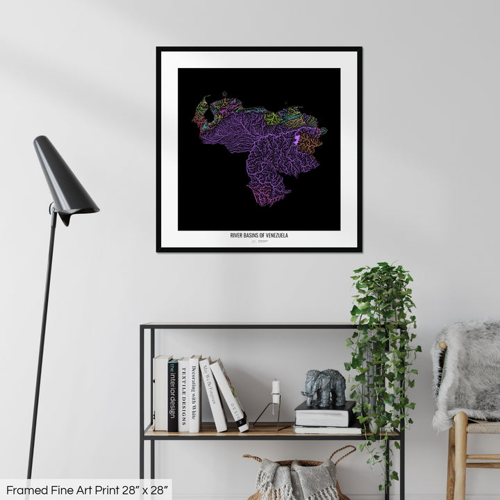 Venezuela - River basin map, pastel colours - Wall Art