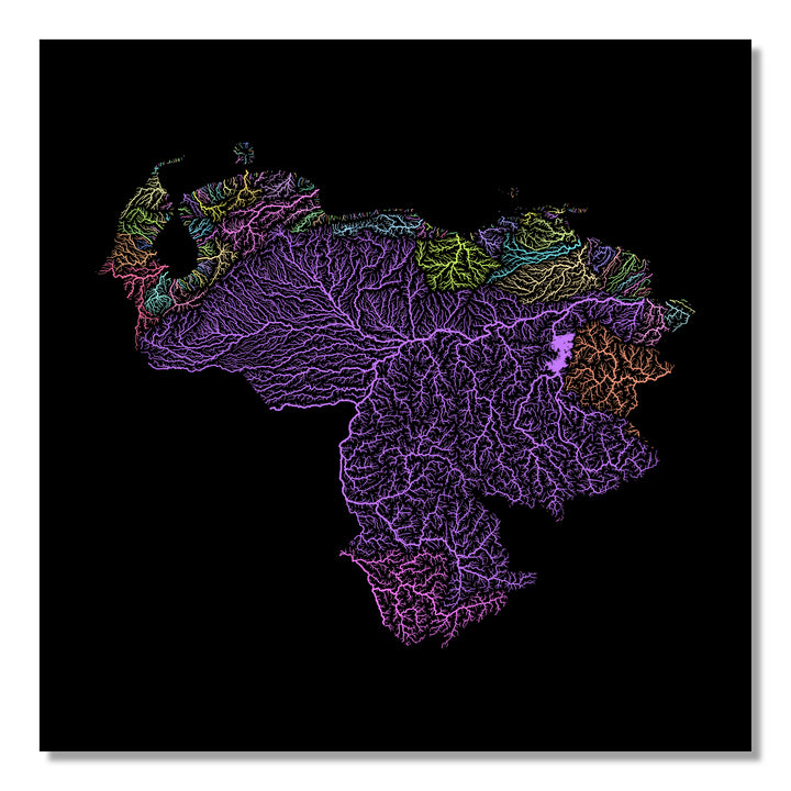 Venezuela - River basin map, pastel colours - Wall Art