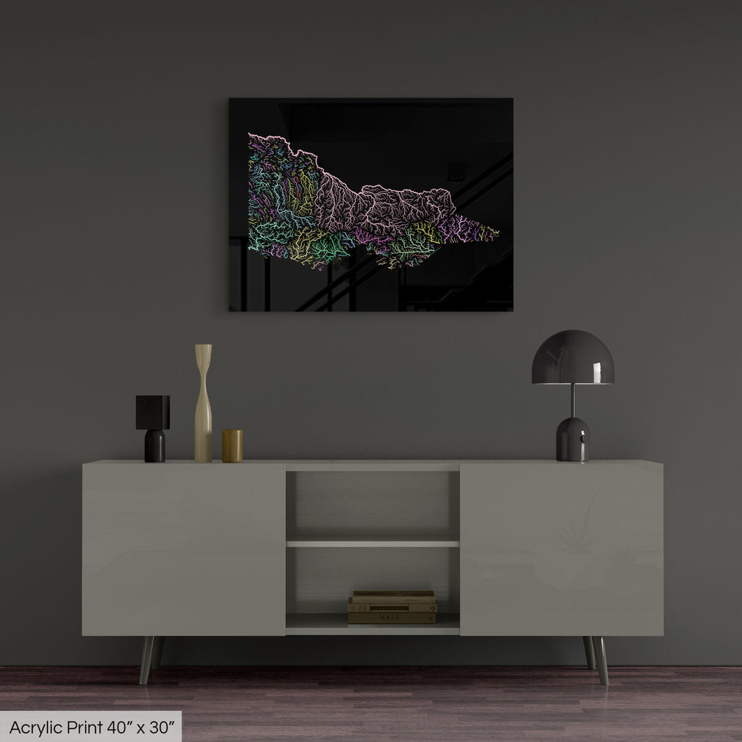 Victoria - River basin map, pastel colours - Wall Art