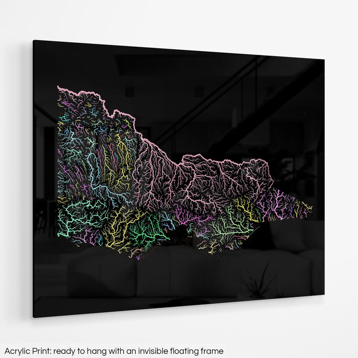 Victoria - River basin map, pastel colours - Wall Art