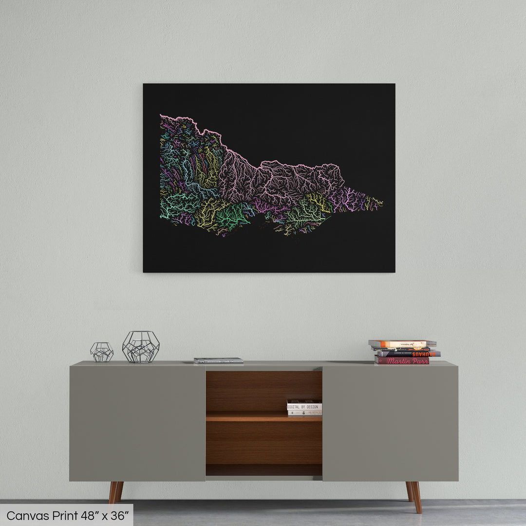 Victoria - River basin map, pastel colours - Wall Art
