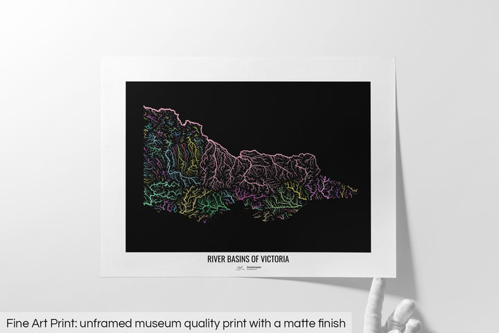 Victoria - River basin map, pastel colours - Wall Art