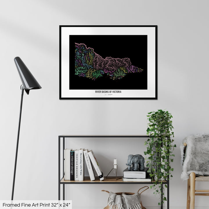 Victoria - River basin map, pastel colours - Wall Art
