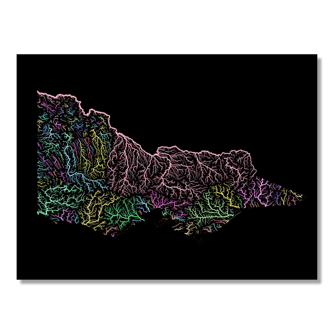 Victoria - River basin map, pastel colours - Wall Art