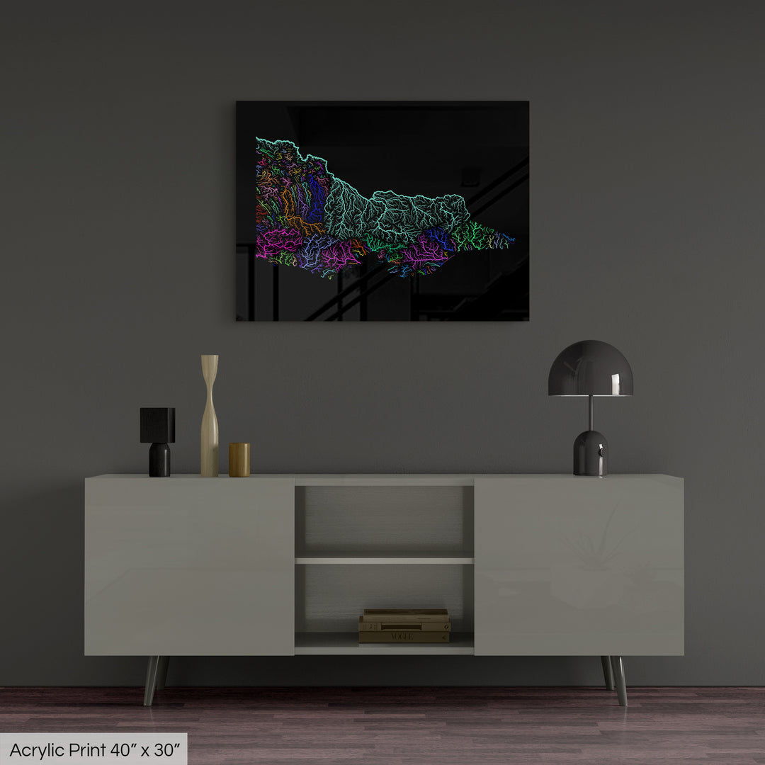 Victoria - River basin map, rainbow colours - Wall Art