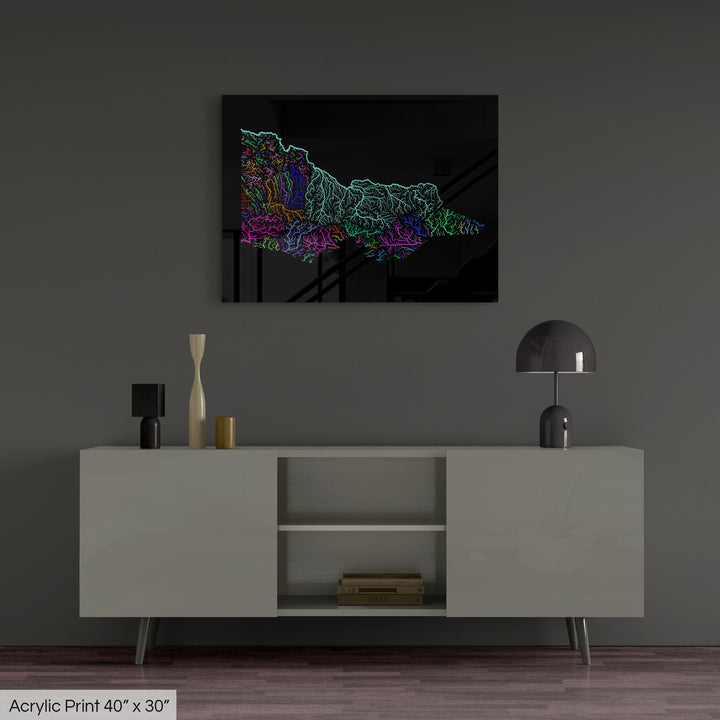 Victoria - River basin map, rainbow colours - Wall Art