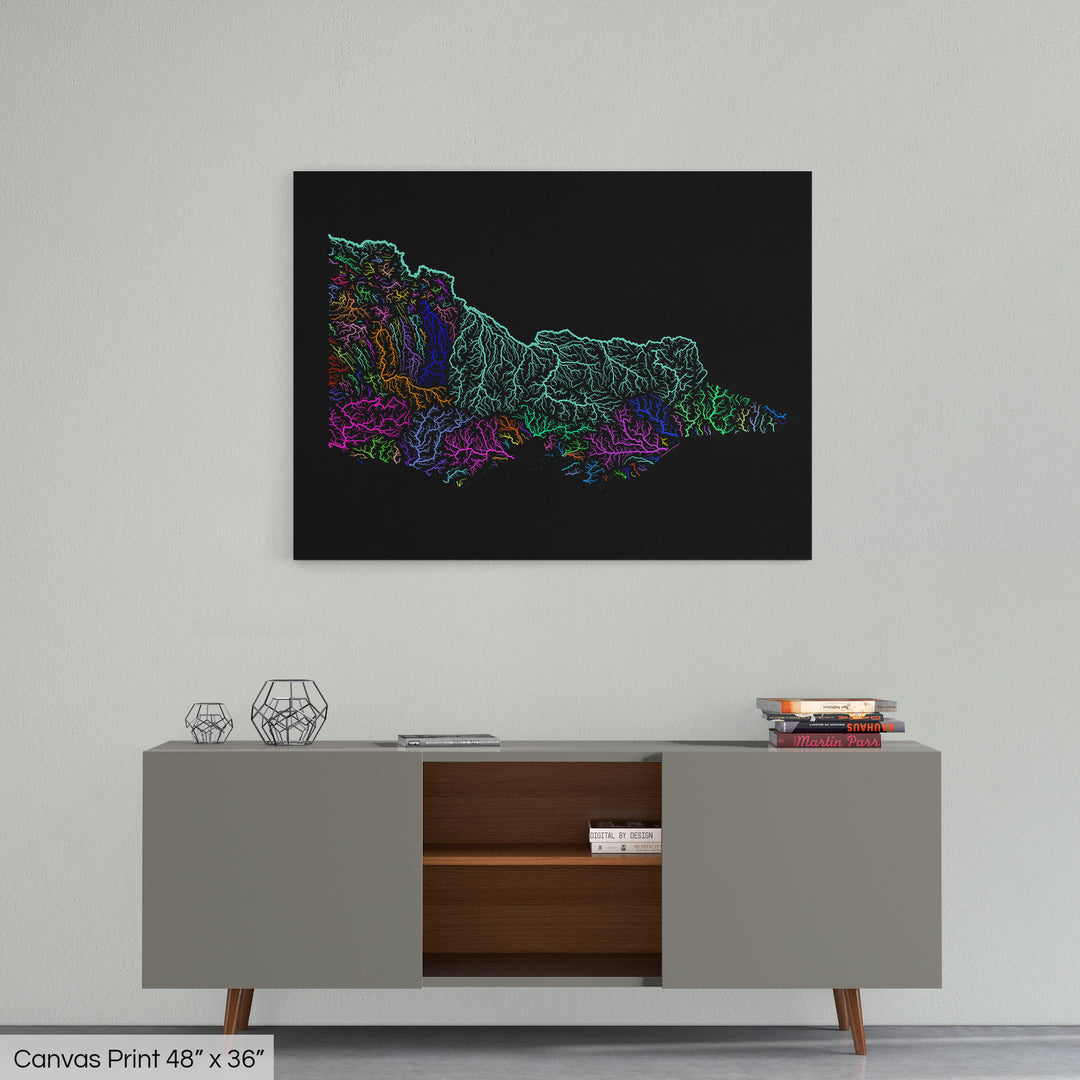 Victoria - River basin map, rainbow colours - Wall Art