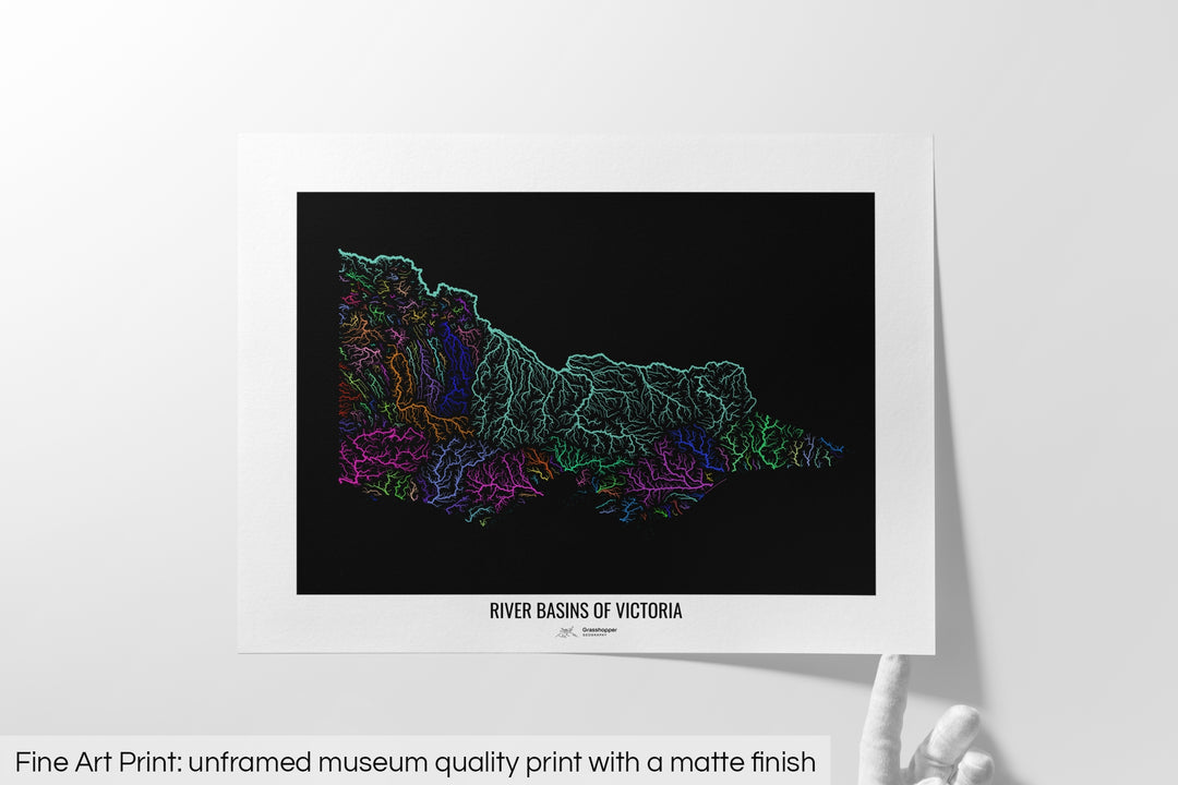 Victoria - River basin map, rainbow colours - Wall Art